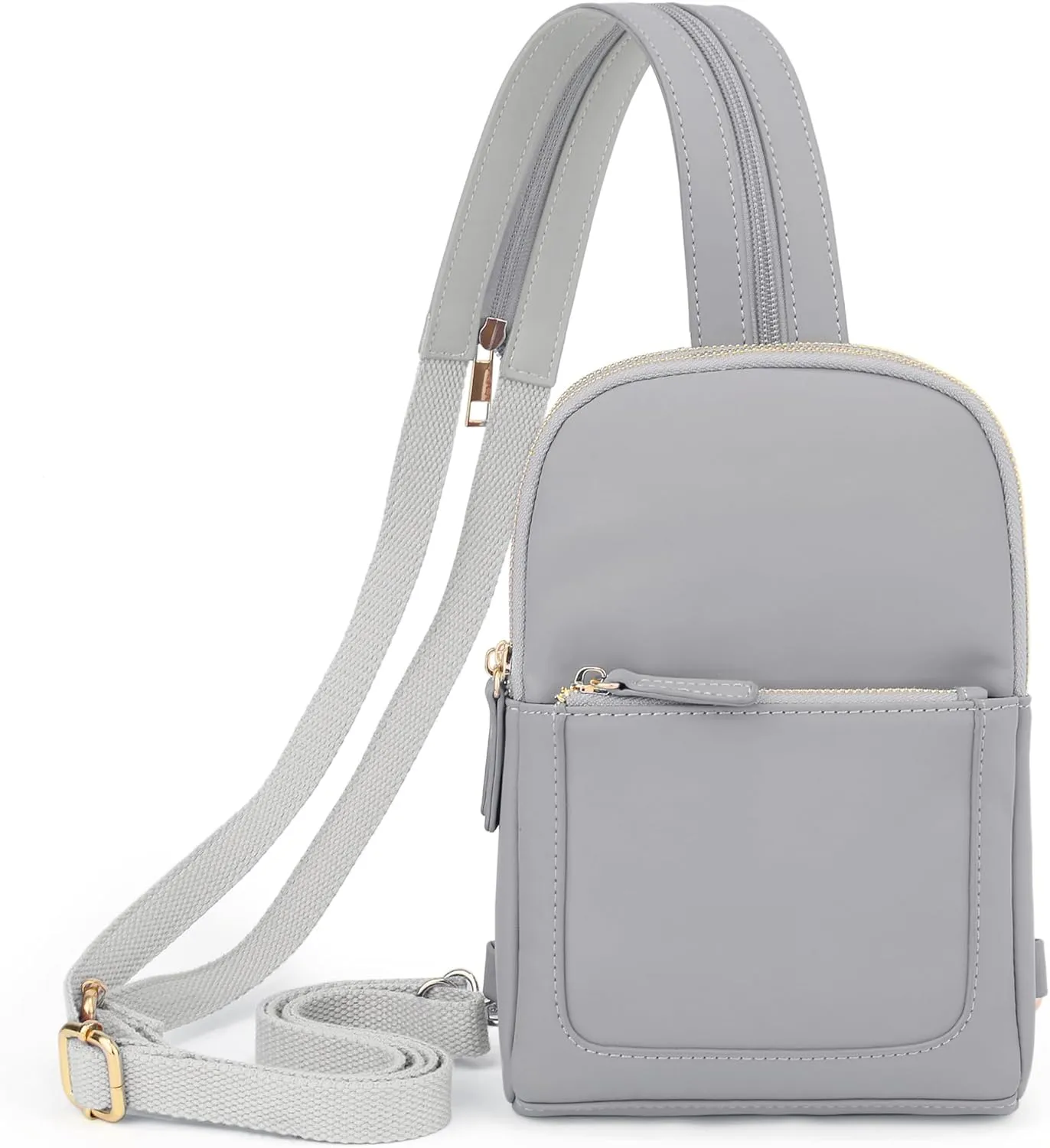 UTO Sling Bag for Women Crossbody Trendy Chest Belt Bag Convertible Backpack Purse with Wide Shoulder Zip Straps