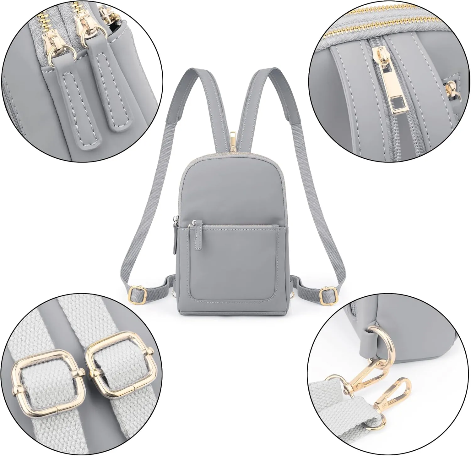 UTO Sling Bag for Women Crossbody Trendy Chest Belt Bag Convertible Backpack Purse with Wide Shoulder Zip Straps