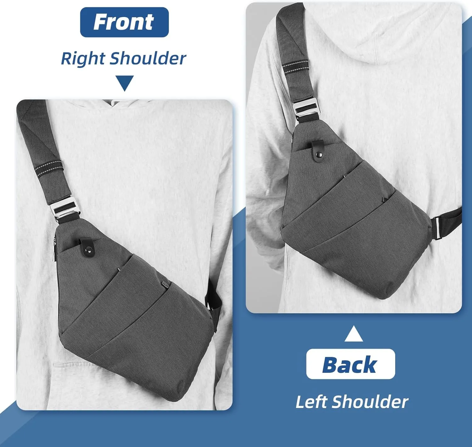 VADOO Sling Bag - Anti-theft Crossbody Shoulder Bag for Men and Women