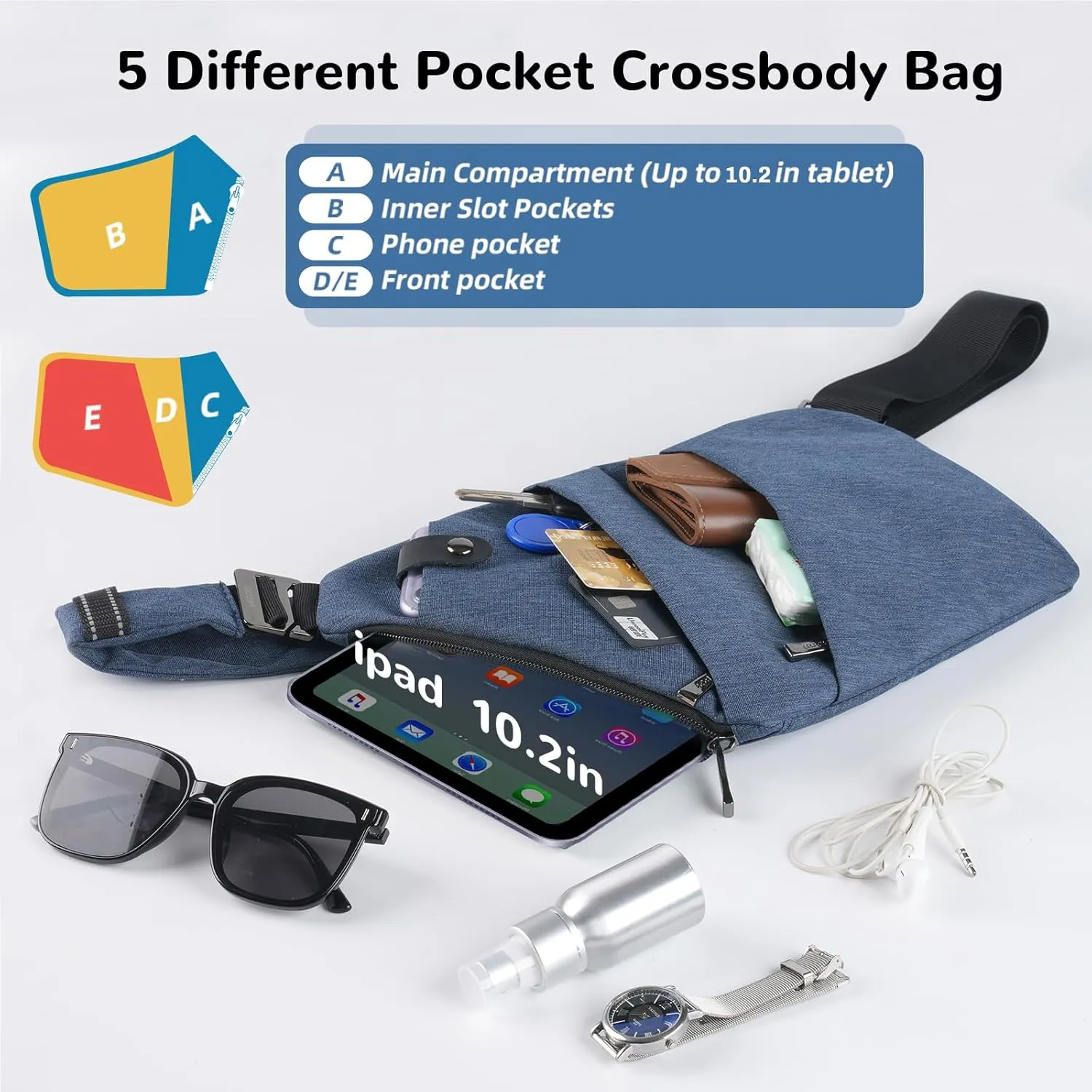 VADOO Sling Bag - Anti-theft Crossbody Shoulder Bag for Men and Women