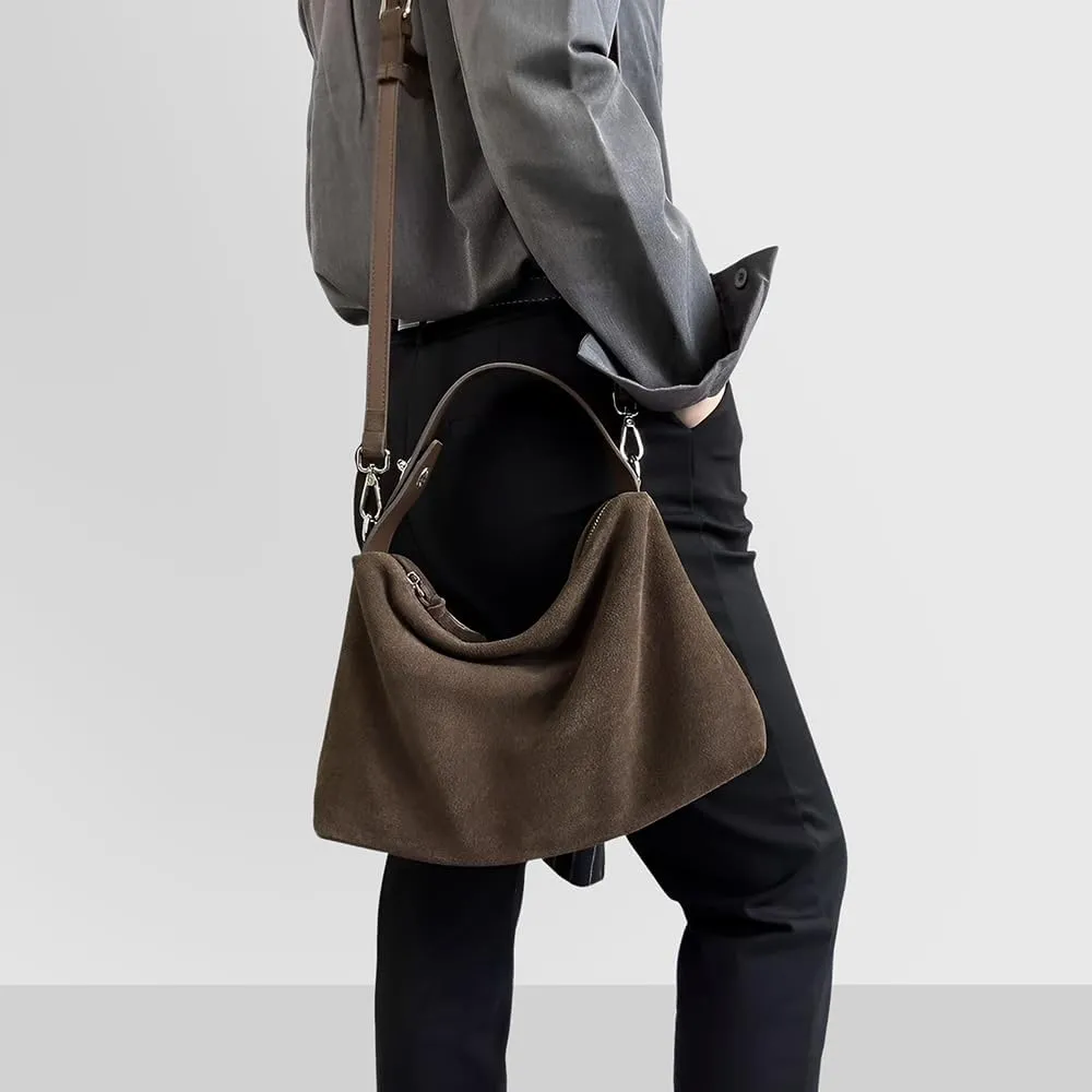 VAKAER Suede Tote Bag for Women, Suede Leather Crossbody Bag with Adjustable Strap Nubuck Shoulder Satchel Hobo Purse