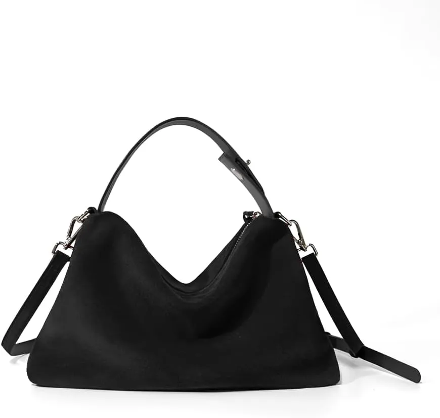 VAKAER Suede Tote Bag for Women, Suede Leather Crossbody Bag with Adjustable Strap Nubuck Shoulder Satchel Hobo Purse