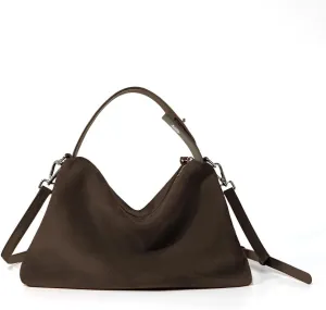 VAKAER Suede Tote Bag for Women, Suede Leather Crossbody Bag with Adjustable Strap Nubuck Shoulder Satchel Hobo Purse