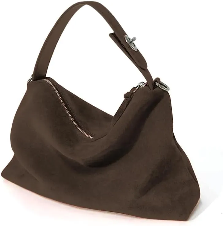 VAKAER Suede Tote Bag for Women, Suede Leather Crossbody Bag with Adjustable Strap Nubuck Shoulder Satchel Hobo Purse