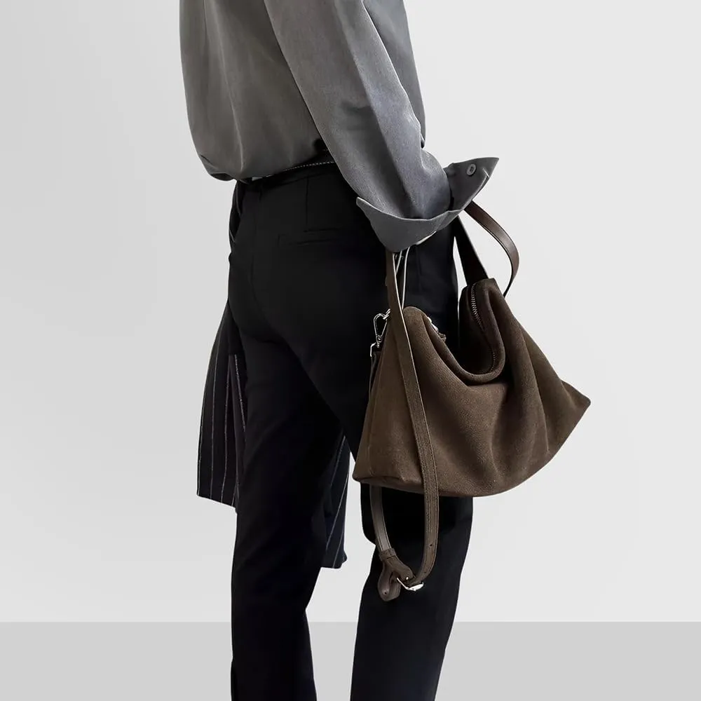 VAKAER Suede Tote Bag for Women, Suede Leather Crossbody Bag with Adjustable Strap Nubuck Shoulder Satchel Hobo Purse