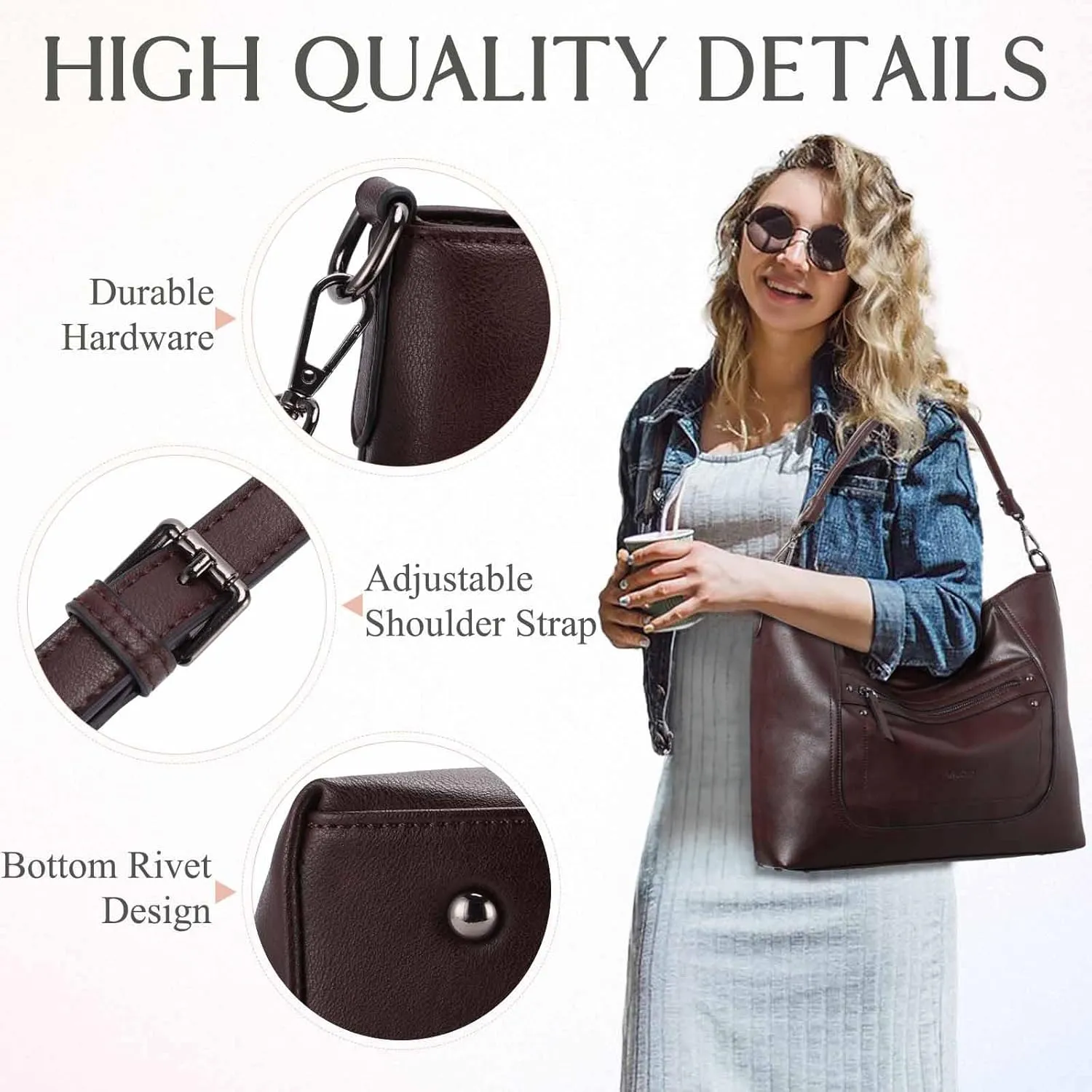VASCHY Hobo Bags for Women, Vegan Leather Large Handbag Tote Slouchy Shoulder Bag Purse w Convertible Crossbody Strap