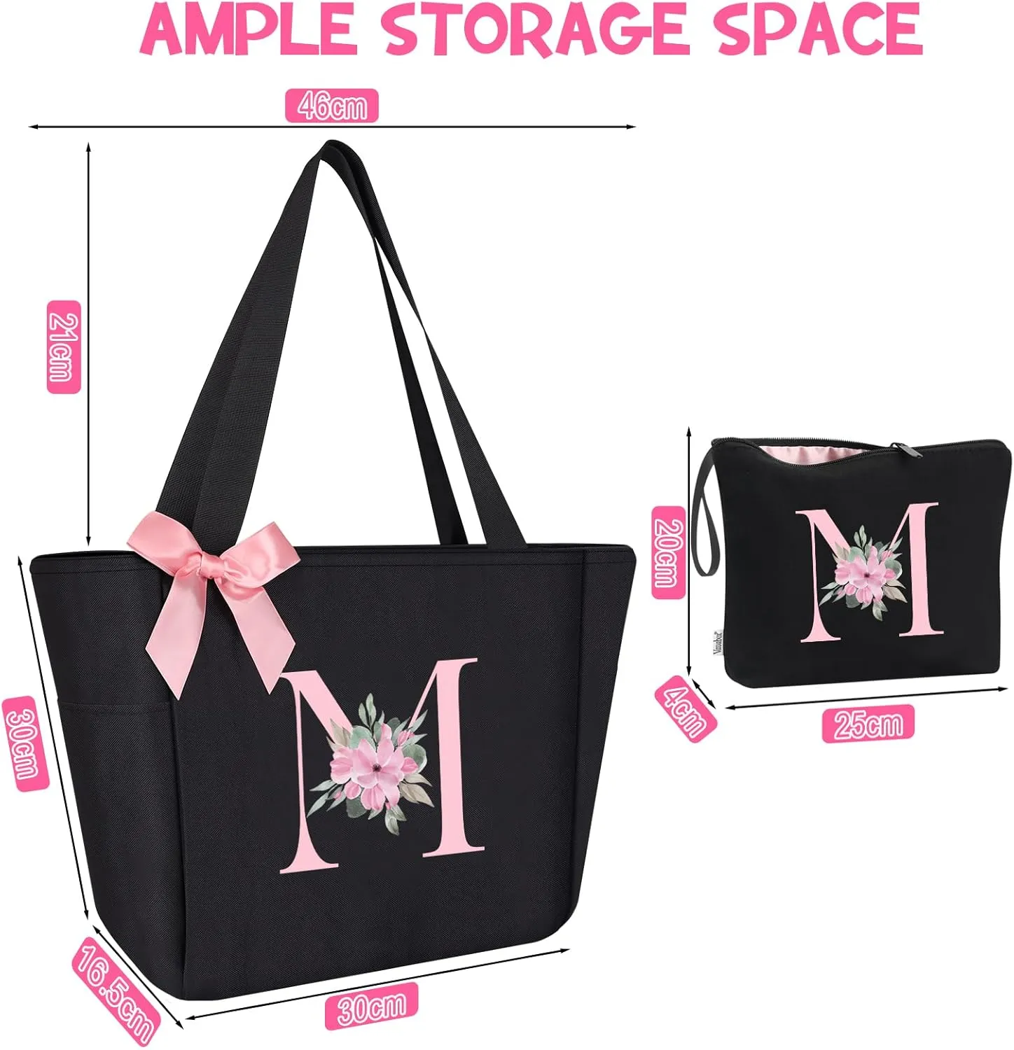 Vavabox Tote bag, Initial Tote bag and Makeup Bag, Gifts for Women