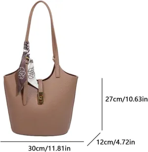 Vegan Leather Bucket Bags for Women Trendy Vintage Hobo Bag Designer Handbags for Women Tote Shoulder Bag with Silk Pouch