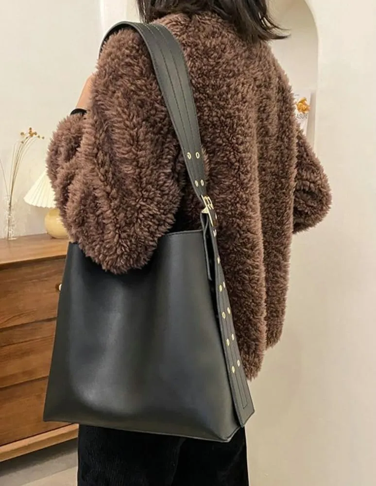Vegan Leather Hobo Bag for Women Vintage Shoulder Bag Slouchy Bucket Handbag Crossbody Bag with Coin Purse