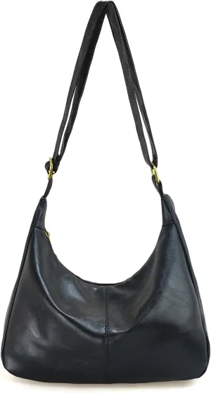 Vegan Leather Hobo Bags for Women Soft Slouchy Shoulder Handbag Zipper Work Tote Travel Purses