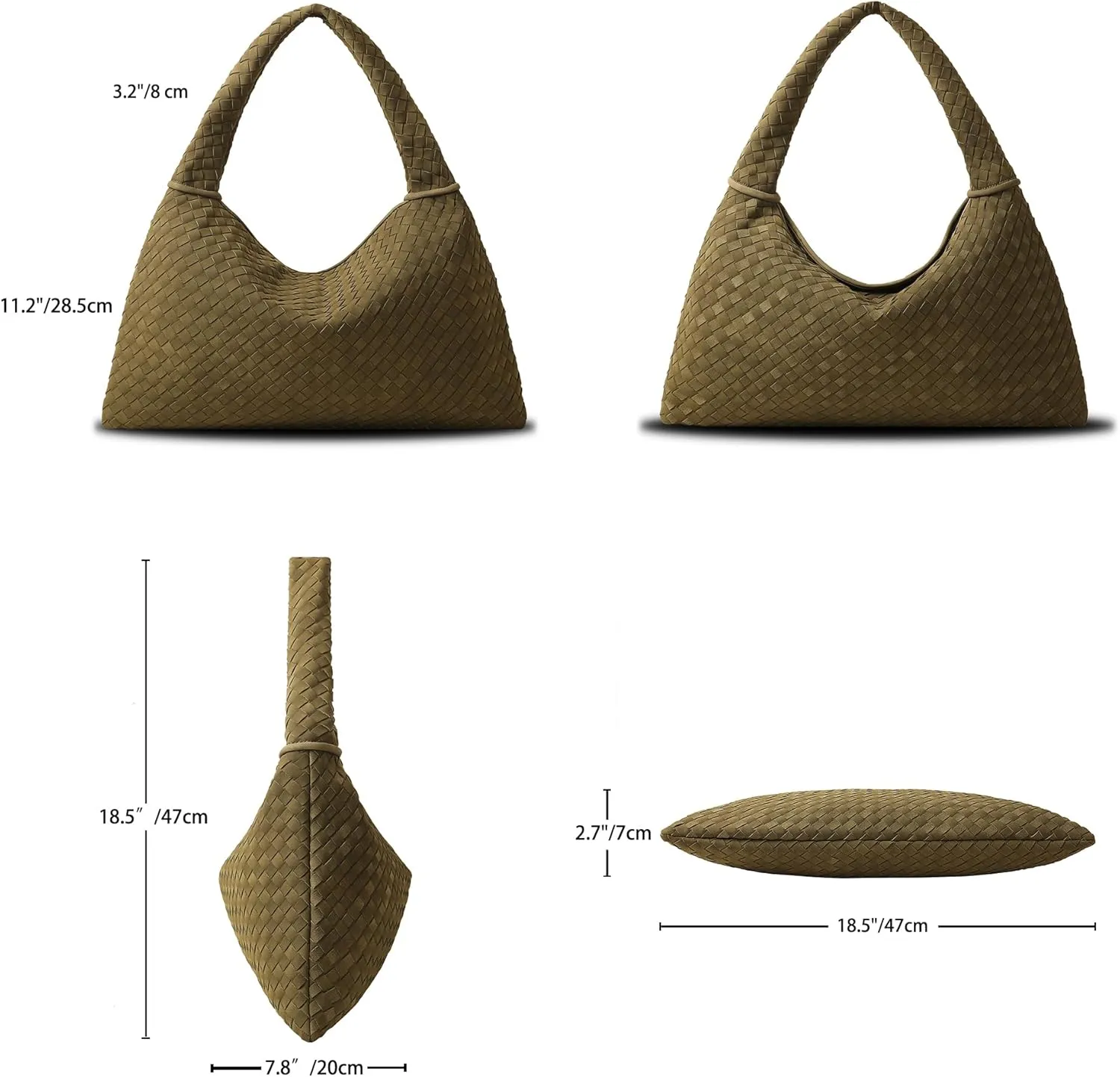 Vegan Leather Woven Tote, Vintage Suede Hobo, Suede Woven Purse, Large Leather Shoulder Bag Braided Hobo