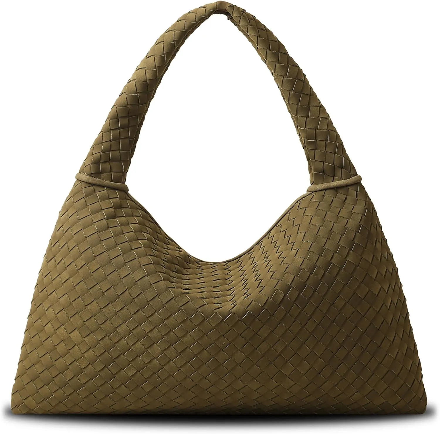 Vegan Leather Woven Tote, Vintage Suede Hobo, Suede Woven Purse, Large Leather Shoulder Bag Braided Hobo