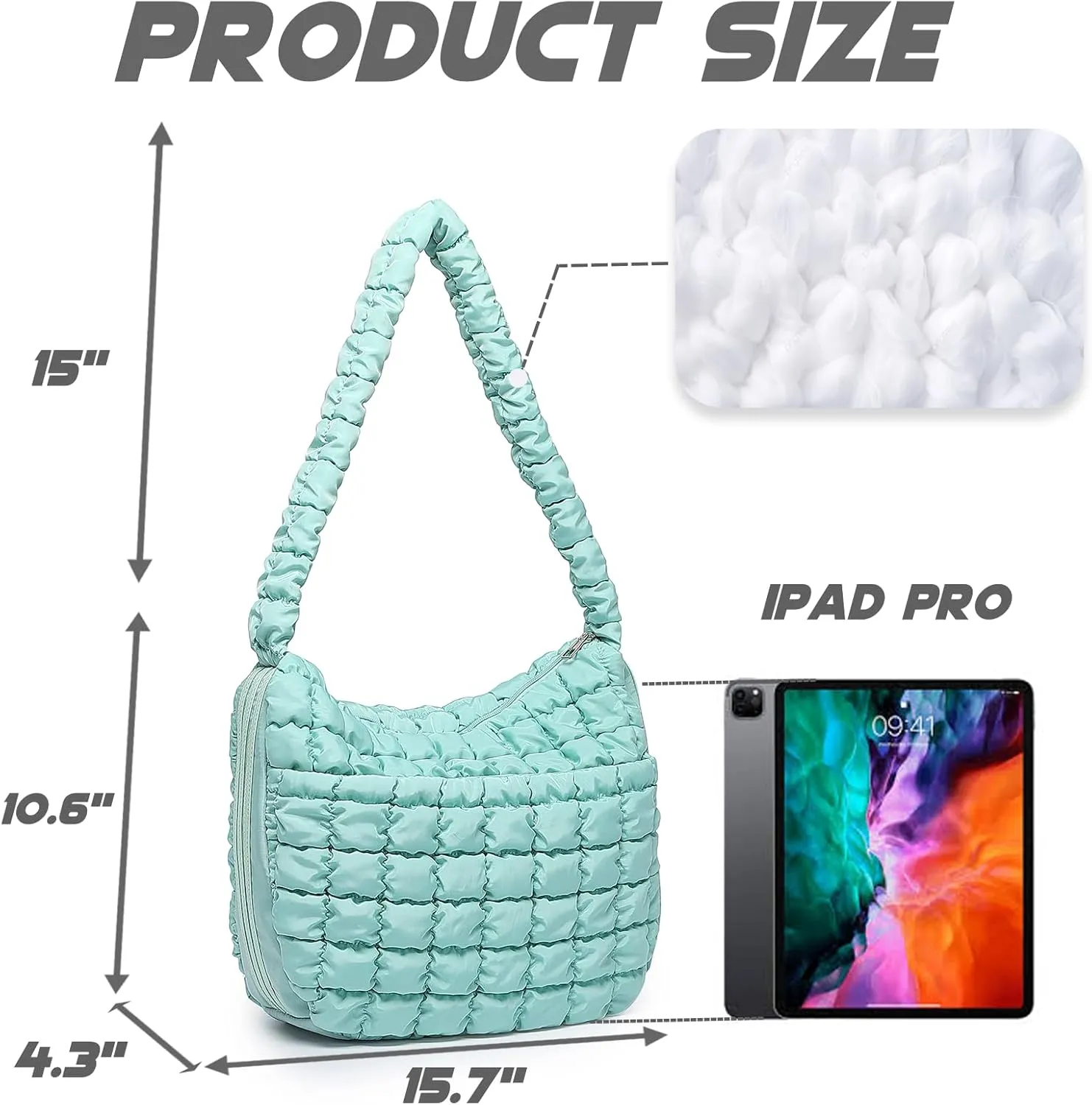VH&GRED Puffer Quilted Carryall Bag Large Padding Tote Lightweight Crossbody Purse Casual Hobo Handbag for Women