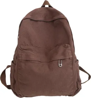 Vintage Canvas Backpack for Women Grunge Hippie Cute Boho School Backpack Casual Y2K Aesthetic Backpack (Coffee)