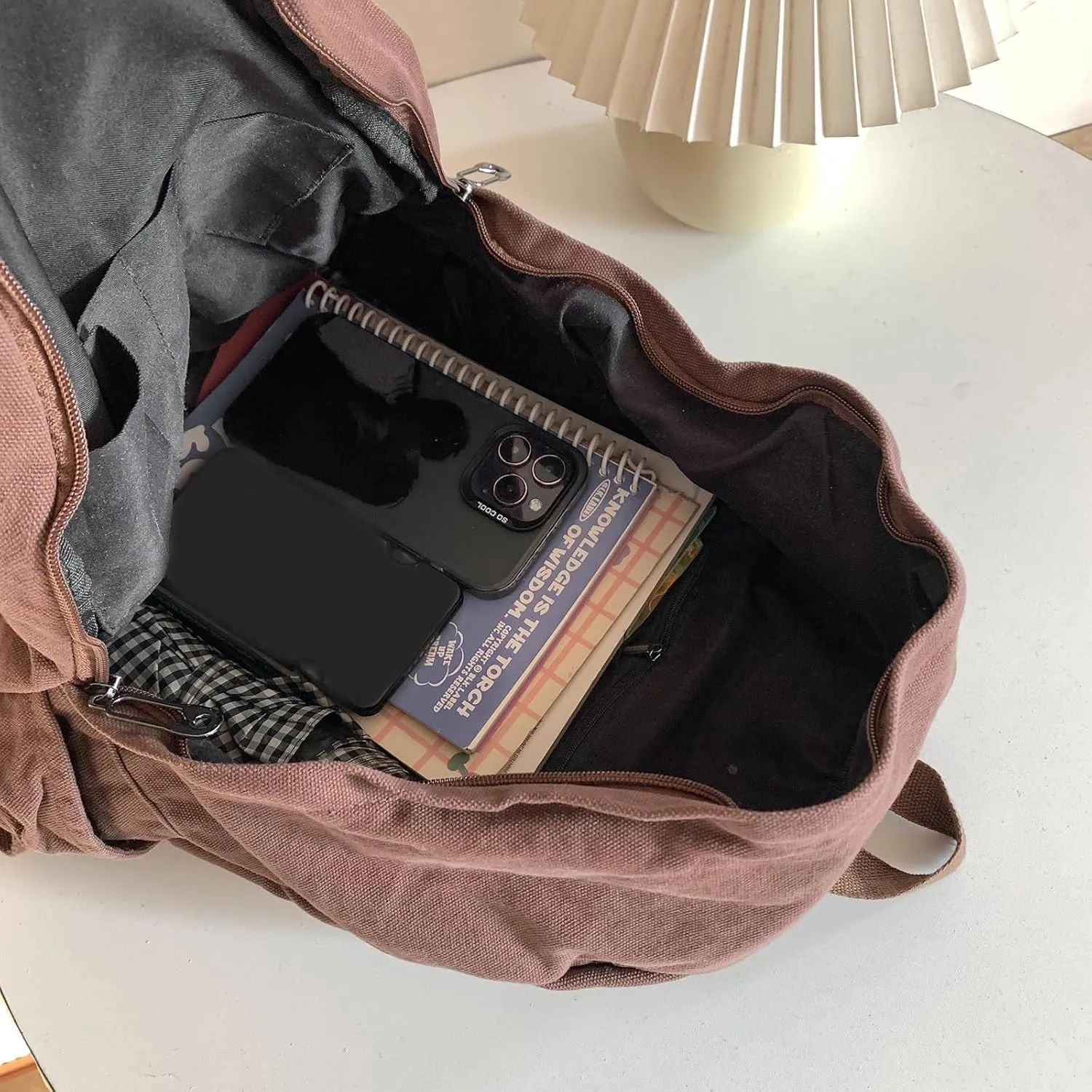 Vintage Canvas Backpack for Women Grunge Hippie Cute Boho School Backpack Casual Y2K Aesthetic Backpack (Coffee)