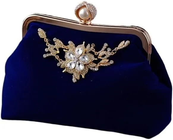 Vintage Cat's Eye Velvet Clutch Bag With Diamond Accents Cheongsam Handbag