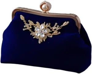 Vintage Cat's Eye Velvet Clutch Bag With Diamond Accents Cheongsam Handbag