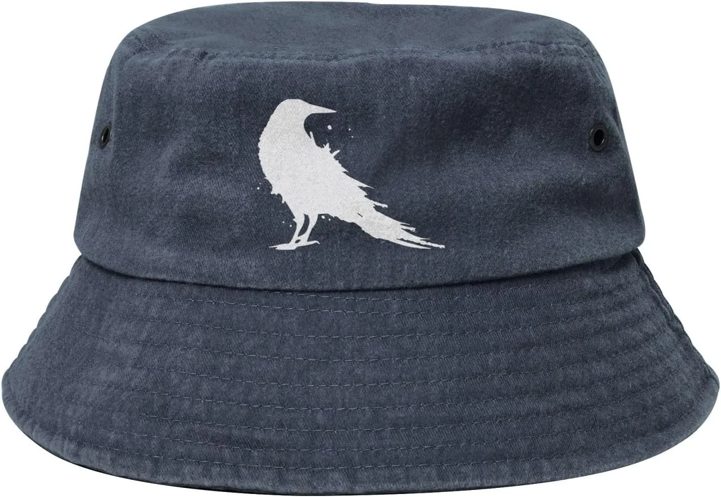 Vintage-Crow-Raven-Black-Bird Outdoors Washed Denim Fisherman Hat Fishing Hat Bucket Hat Cowboy Hat
