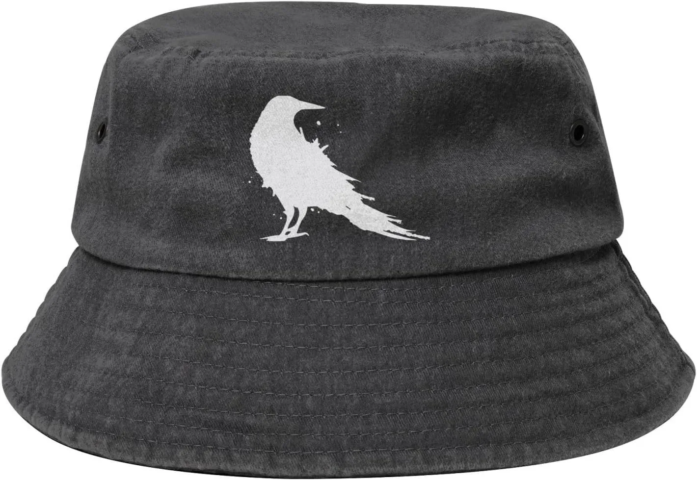 Vintage-Crow-Raven-Black-Bird Outdoors Washed Denim Fisherman Hat Fishing Hat Bucket Hat Cowboy Hat