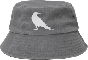 Vintage-Crow-Raven-Black-Bird Outdoors Washed Denim Fisherman Hat Fishing Hat Bucket Hat Cowboy Hat