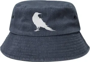 Vintage-Crow-Raven-Black-Bird Outdoors Washed Denim Fisherman Hat Fishing Hat Bucket Hat Cowboy Hat
