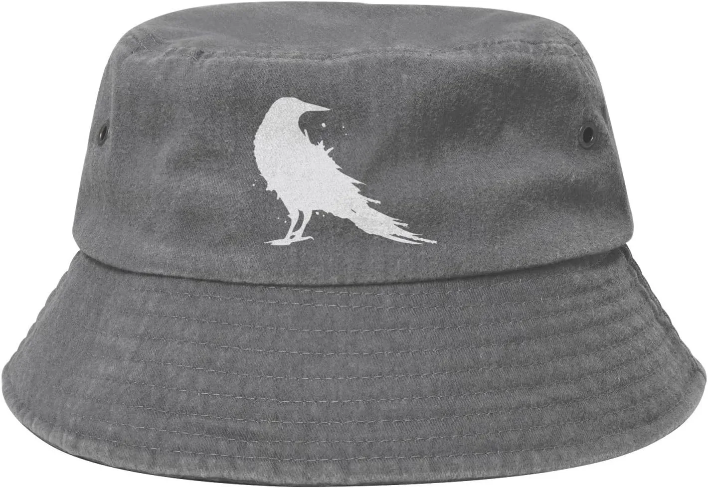 Vintage-Crow-Raven-Black-Bird Outdoors Washed Denim Fisherman Hat Fishing Hat Bucket Hat Cowboy Hat