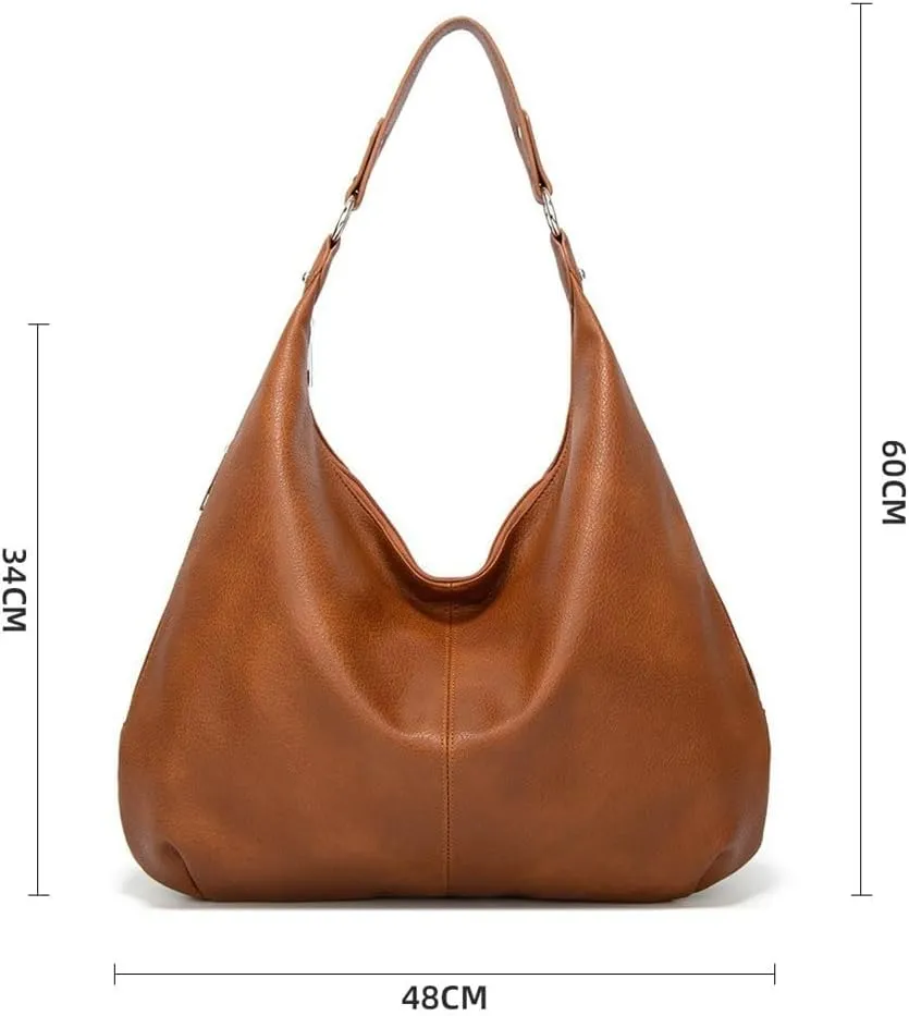 Vintage Hobo Bags for Women Stylish Slouchy Tote Purses for Traveling Vegan Leather Handbag with Large Capacity