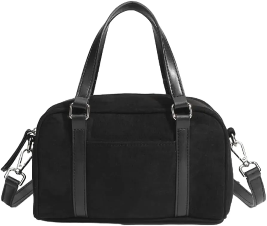 Vintage Matte Suede Shoulder Bag Satchel Purse Boston Bag Crossbody Bag Chic Tote Bag Top-Handle Bags for Women Girls