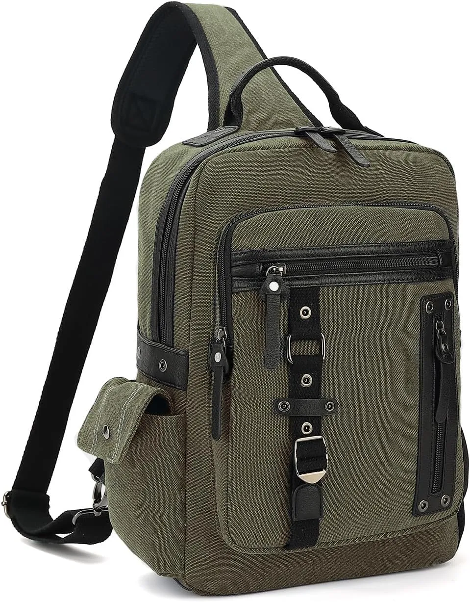 Vintage Messenger Bag, Canvas Backpack for Travel, Men's Shoulder Bag, Dual-use Bag for Hand Carry and Crossbody Carry