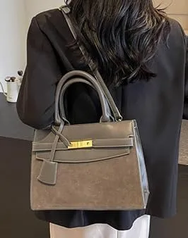 Vintage Suede Shoulder Bag Tote Bag Crossbody Bag Satchel Purse Chic Handbag Top-Handle Handbags for Women Girls