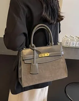 Vintage Suede Shoulder Bag Tote Bag Crossbody Bag Satchel Purse Chic Handbag Top-Handle Handbags for Women Girls