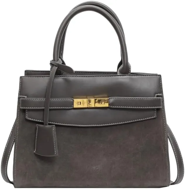 Vintage Suede Shoulder Bag Tote Bag Crossbody Bag Satchel Purse Chic Handbag Top-Handle Handbags for Women Girls