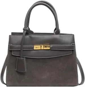 Vintage Suede Shoulder Bag Tote Bag Crossbody Bag Satchel Purse Chic Handbag Top-Handle Handbags for Women Girls