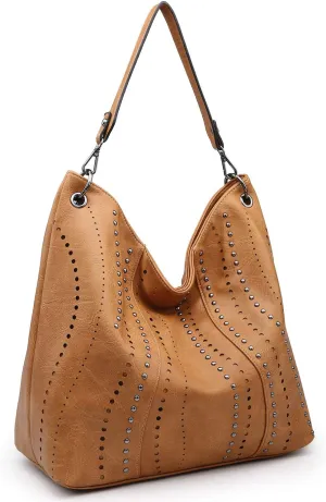 VONMAY Purses for Women Vegan Leather Handbags Large Ladies Studs Hobo Bags Tote Purse Bucket Shoulder Bag