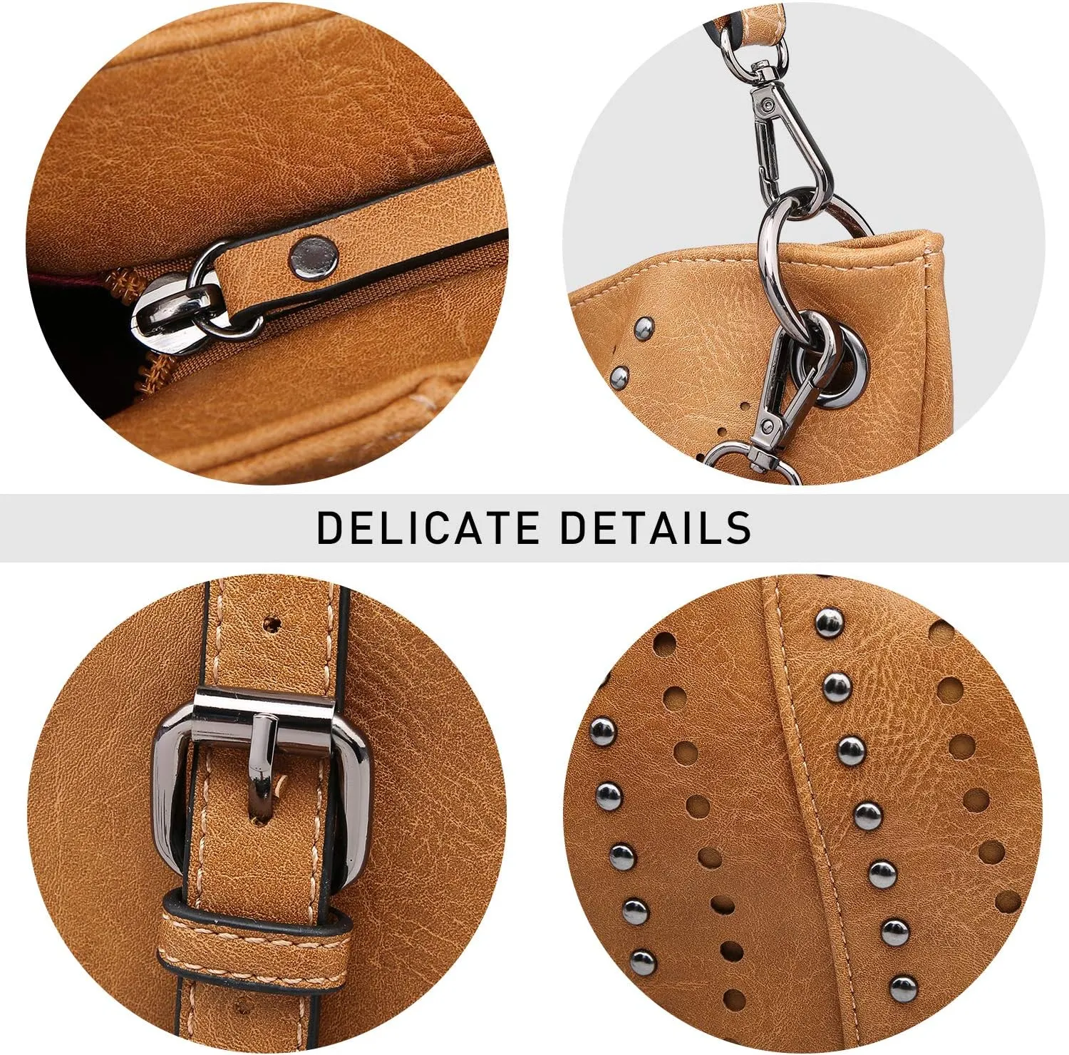 VONMAY Purses for Women Vegan Leather Handbags Large Ladies Studs Hobo Bags Tote Purse Bucket Shoulder Bag