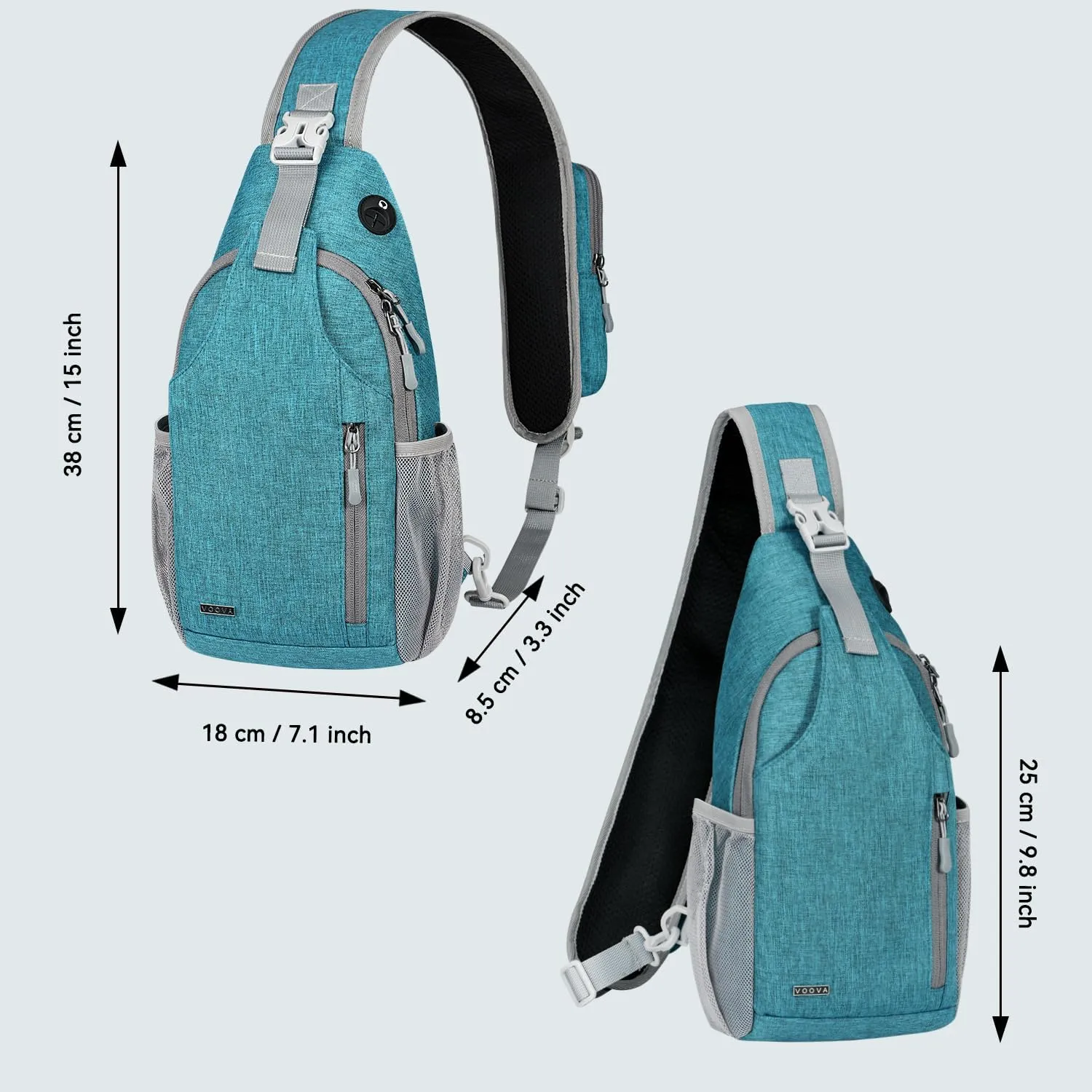 Voova Crossbody Sling Backpack Sling Bag for Men Women, Travel Hiking Chest Bag Daypack, Small over the Shoulder Backpack
