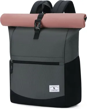 VX VONXURY Roll Top Backpack for Women,15.6 inch Laptop Backpack for Men,Top Open Casual Daypack for Work Travel