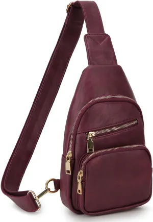 VX VONXURY Sling Bag for Women,PU Leather Crossbody Fanny Packs, Multipurpose Chest Bag with Adjustable Strap