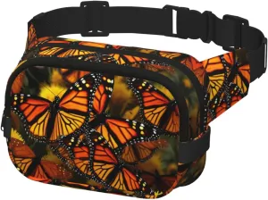 Waist Pack for Men Women Crossbody Belt Bag Monarch Butterflies Waist Bag Travel Fanny Pack Bum Bags
