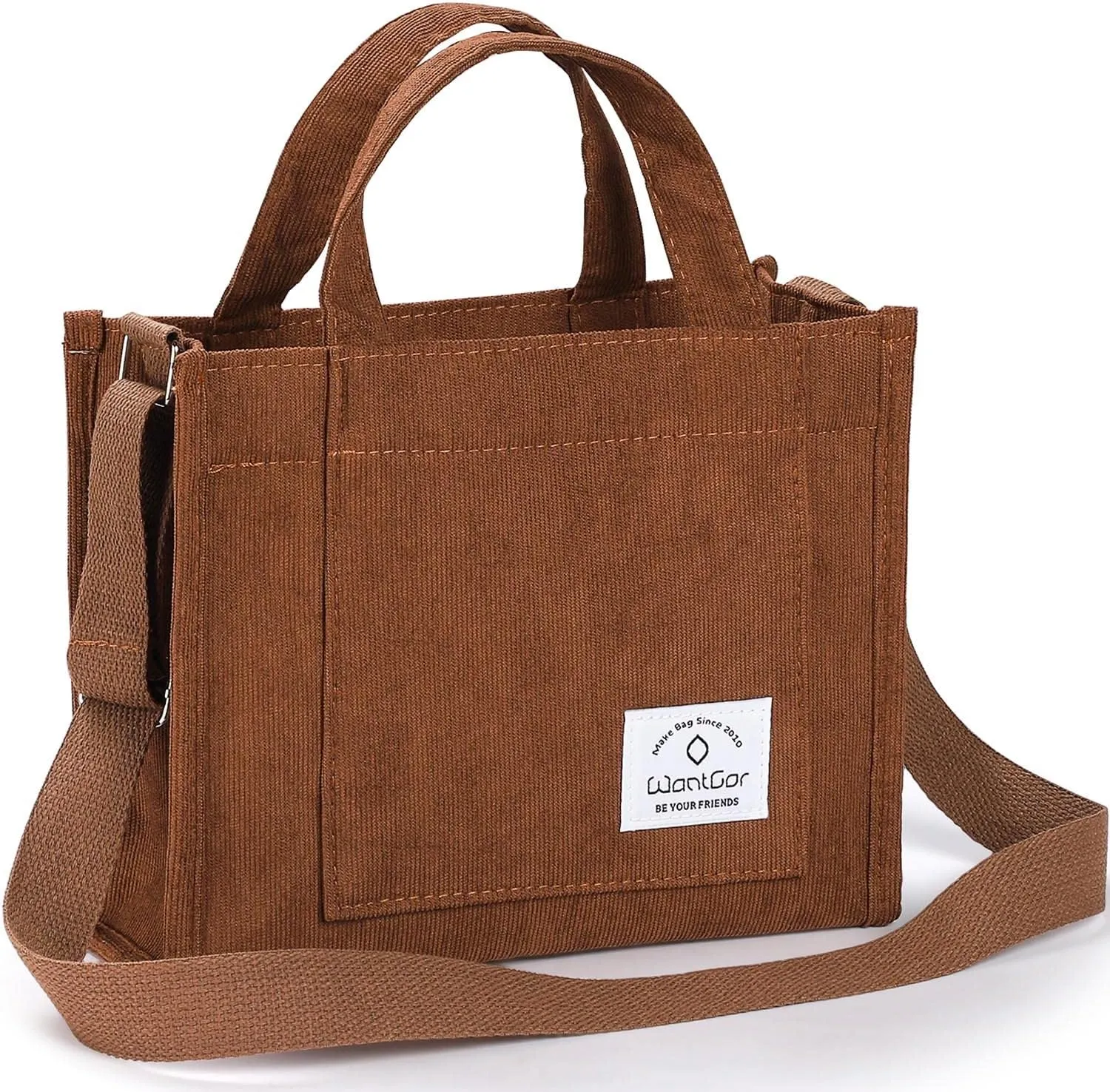 WantGor Tote Bag for Women, Corduroy Crossbody Bags Shoulder Handbag Small Satchel Hobo Bag Purse