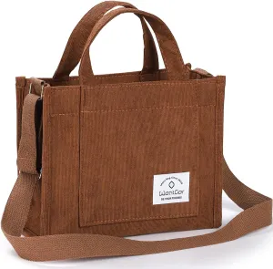 WantGor Tote Bag for Women, Corduroy Crossbody Bags Shoulder Handbag Small Satchel Hobo Bag Purse
