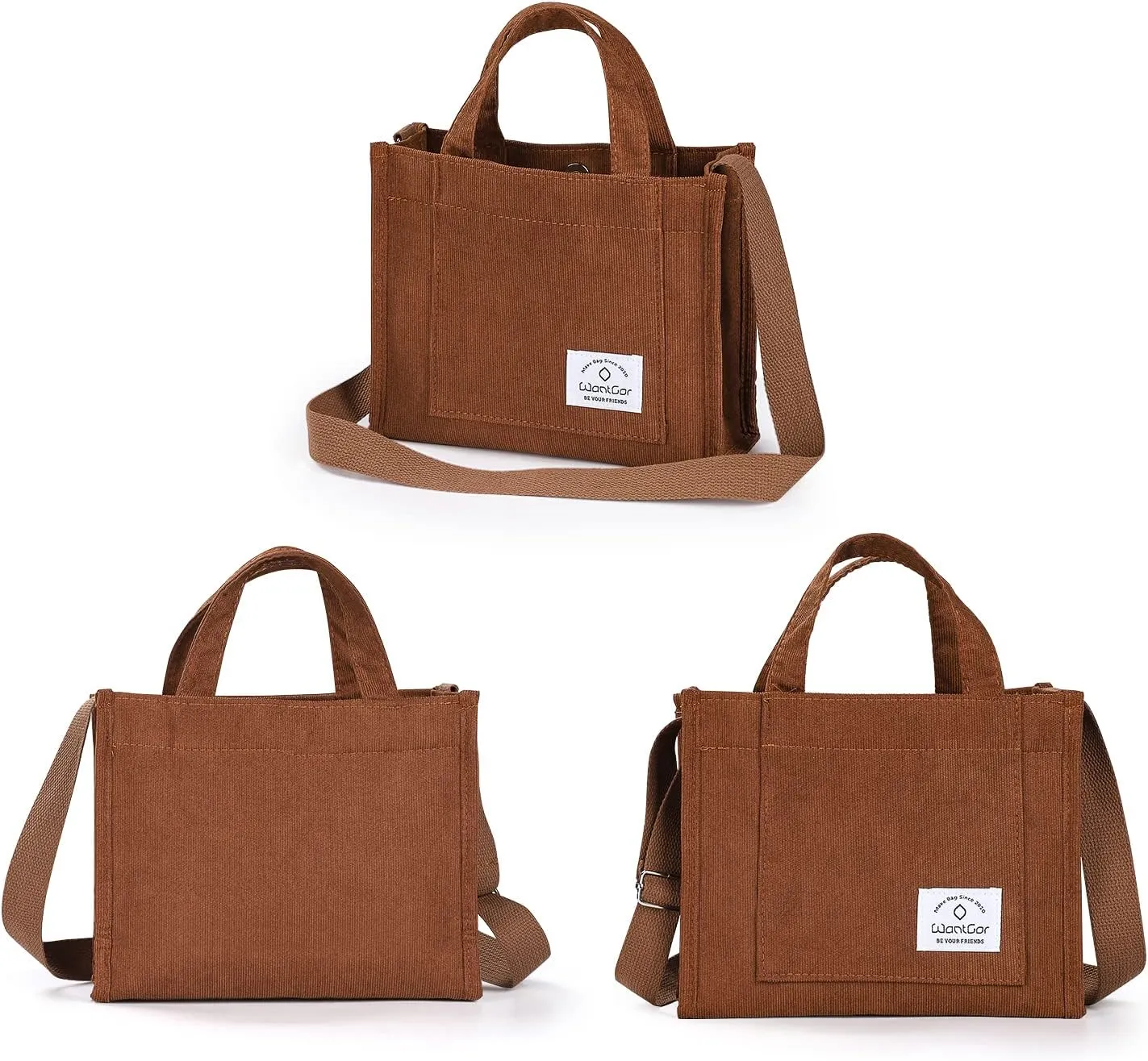 WantGor Tote Bag for Women, Corduroy Crossbody Bags Shoulder Handbag Small Satchel Hobo Bag Purse