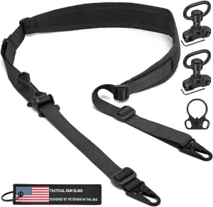 WarBull 2 Point Rifle Sling, QD Swivel Quick Adjust Gun Sling with HK Hook, Soft Shoulder Pad Tactical Rifle Sling for Rifle Shotgun and Crossbow, Hunting and Outdoor Sports with Keychain Gift