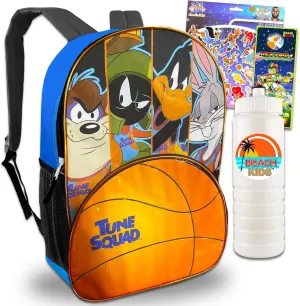WARNER BROS PICTURES Space Jam Backpack for Kids - Looney Tunes Space Jam Backpack Bunlde Includes Space Jam 16" Backpack, Water Bottle, Stickers, More | Space Jam Backpack for Boys