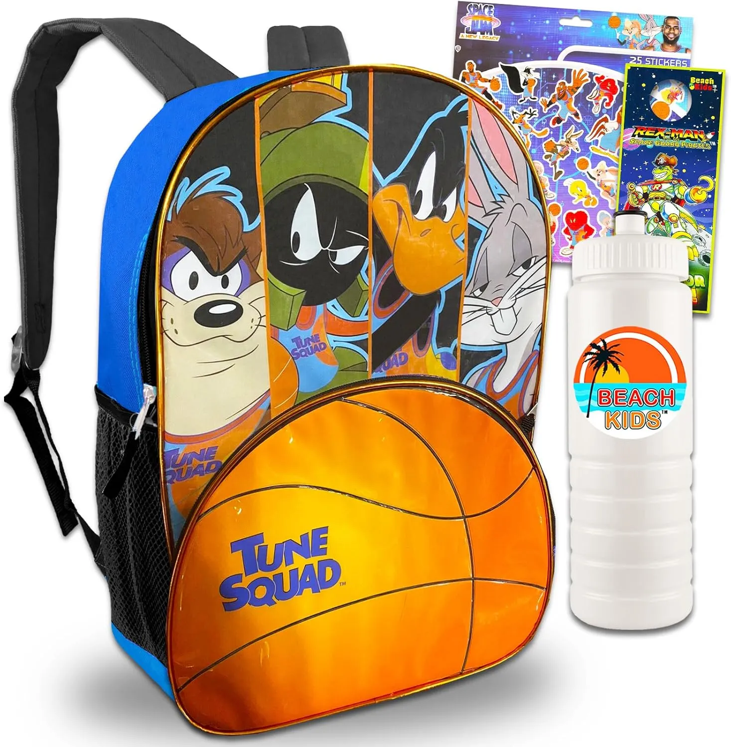 WARNER BROS PICTURES Space Jam Backpack for Kids - Looney Tunes Space Jam Backpack Bunlde Includes Space Jam 16" Backpack, Water Bottle, Stickers, More | Space Jam Backpack for Boys