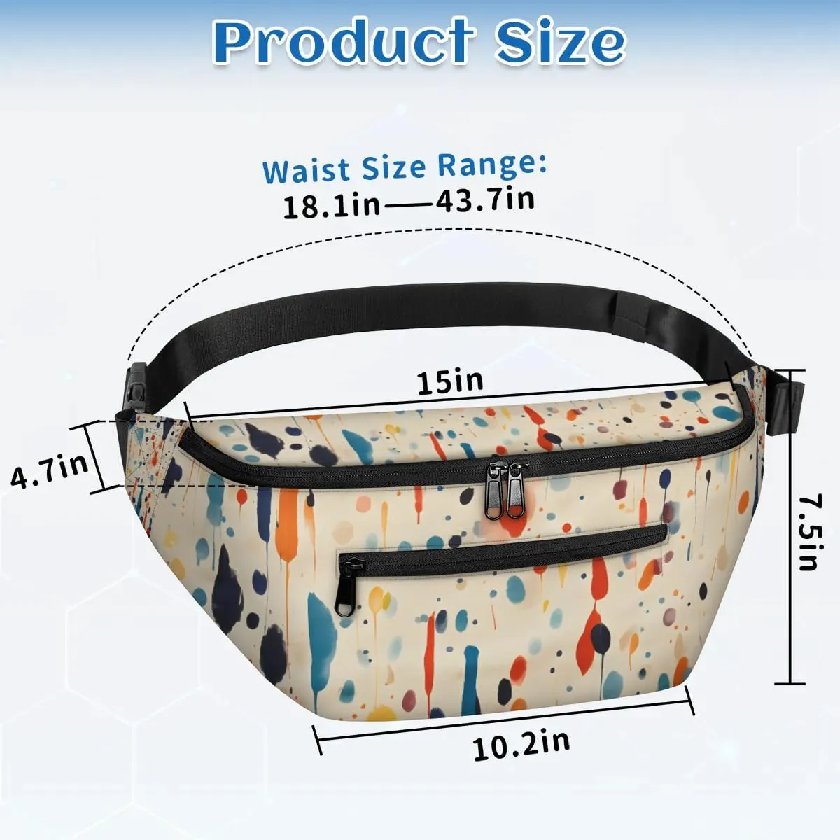 Watercolour Abstract Sling Bag Crossbody Backpack Chest Daypack for Women Sport Travel Hiking Casual Bag Multipurpose Waist Pack With Zipper Closure Adjustable Strap Shoulder Bag