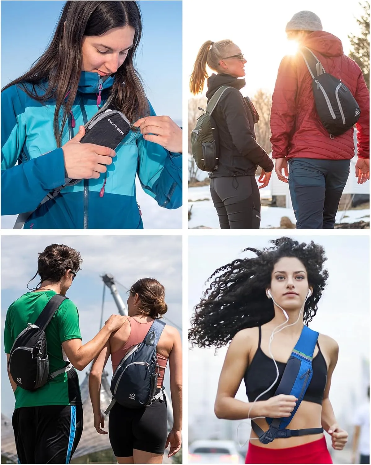 WATERFLY Crossbody Sling Bag Small Water Resistant Backpack Lightweight Shoulder Chest Daypack for Men Women Hiking Travel