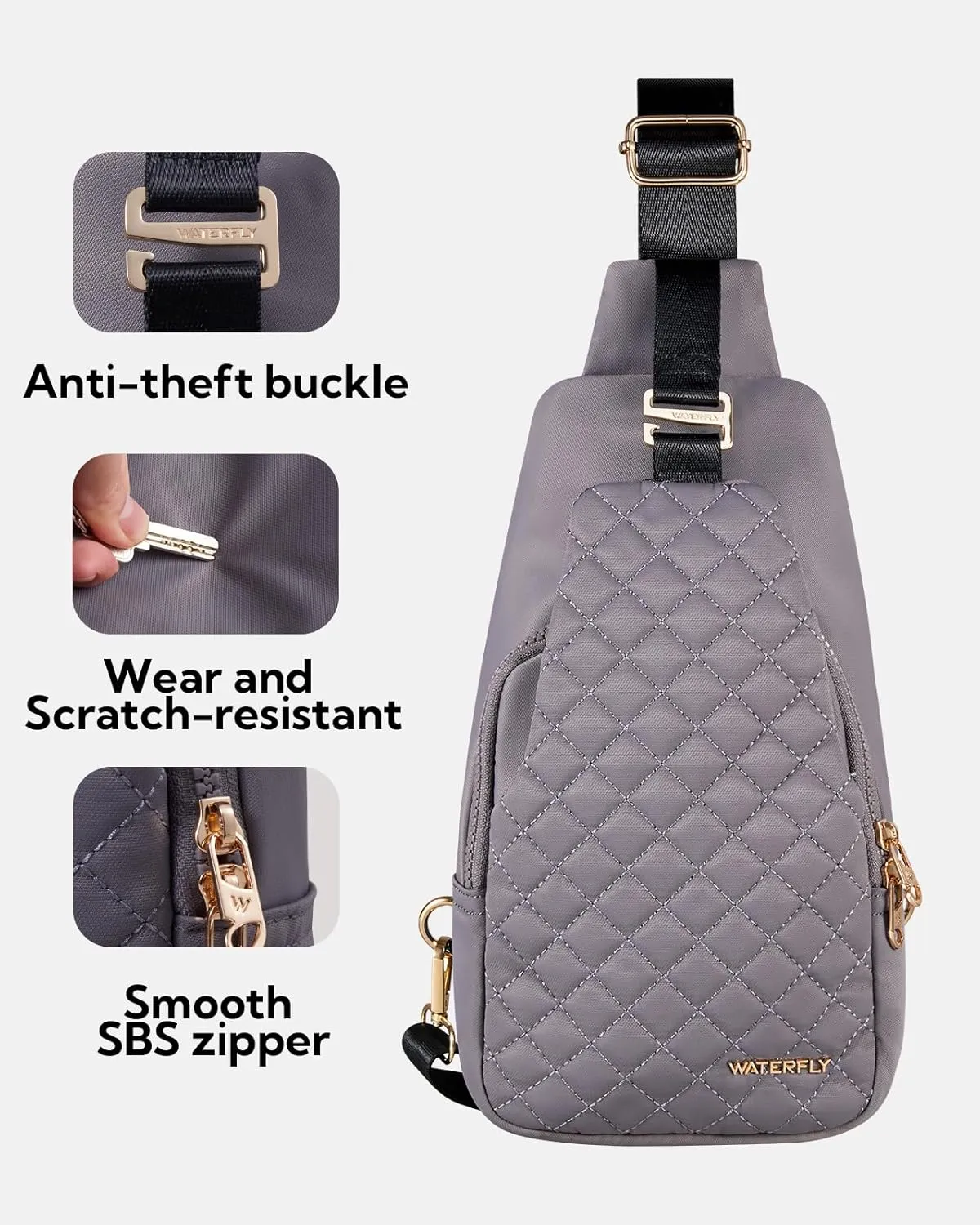 WATERFLY Small Crossbody Sling Backpack: Fashion Chest Crossbody Bag for Women Men Anti Theft Stylish Travel Casual Daypack