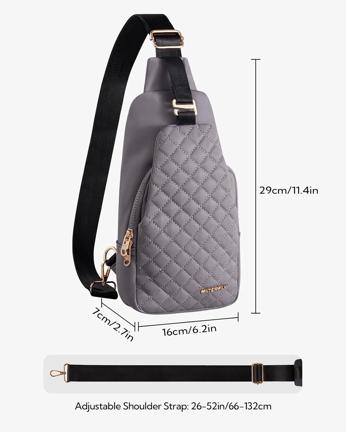 WATERFLY Small Crossbody Sling Backpack: Fashion Chest Crossbody Bag for Women Men Anti Theft Stylish Travel Casual Daypack