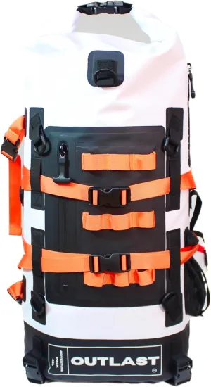 Waterproof Backpack 40L Roll Top Enclosure Dry Bag Fishing Backpack, Hiking,Camping Adventure Ready (White)